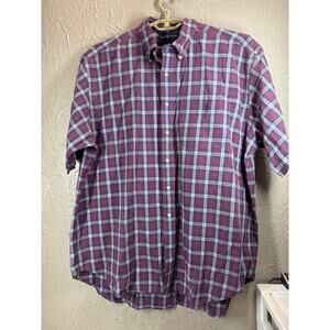 Ralph Lauren Blake Mens Blue Red White‎ Pony Short Sleeve Button Down Size XL